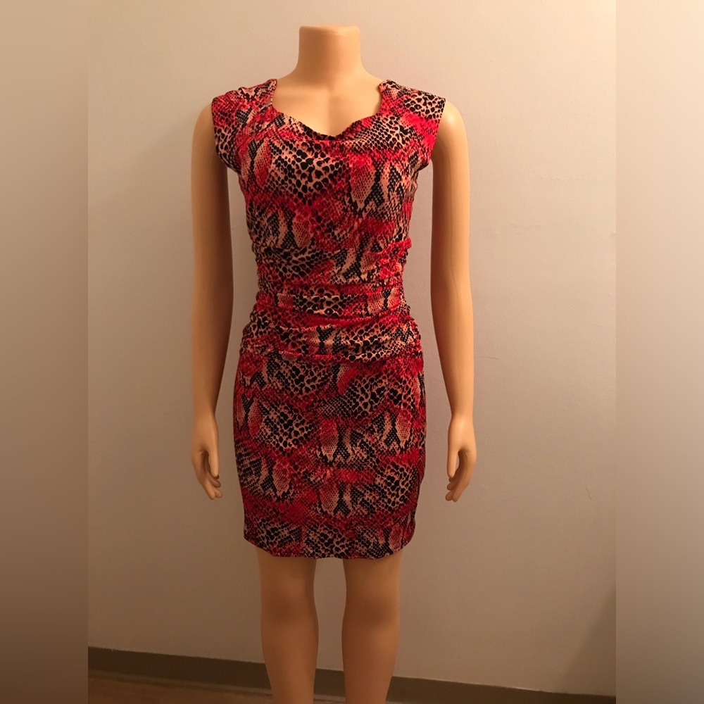 NWOT RED LEOPARD JERSEY DRESS
